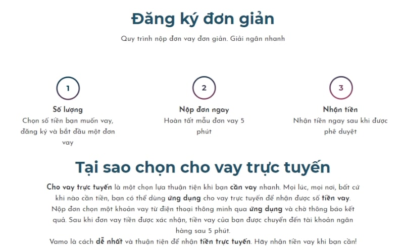 Hướng dẫn đăng ký vay tiền nhanh vamo